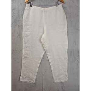 Flax Pants Womens Medium Linen Lagenlook Elastic Waist Boho Earthy Beach